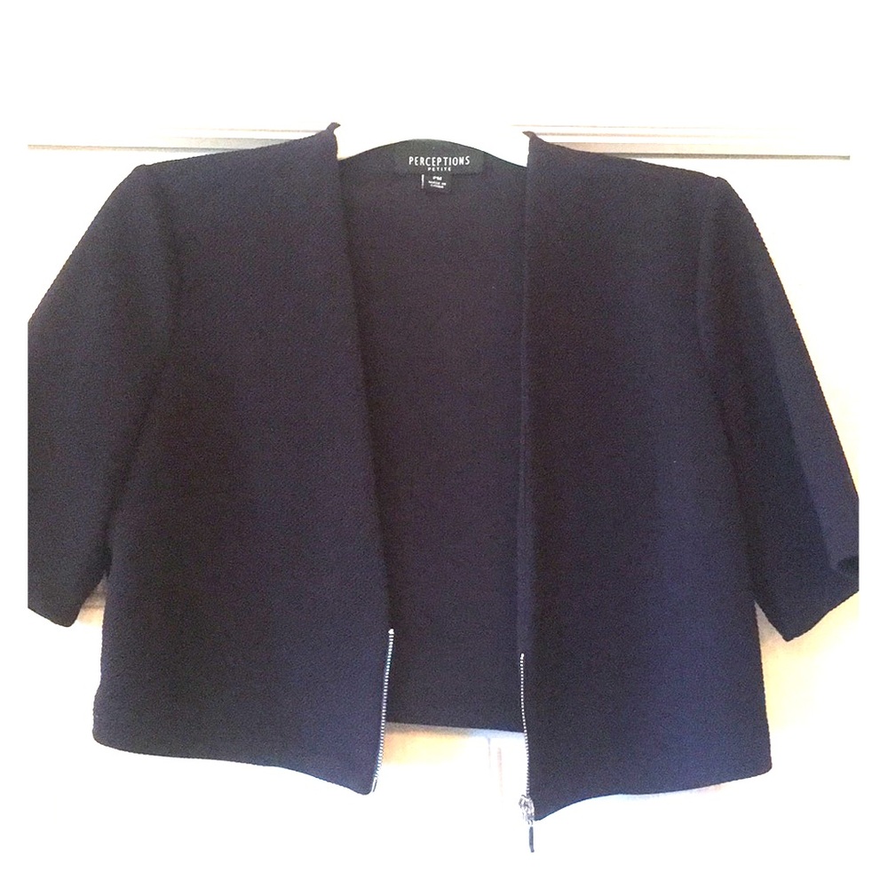 Navy Blue Half Blazer w Zipper